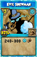 Wizard101 Ice spell card: Evil Snowman, Spell ID 9040