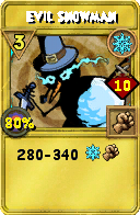 Wizard101 Ice spell card: Evil Snowman, Spell ID 9041