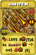 Wizard101 Fire spell card: Rain of Fire, Spell ID 9047