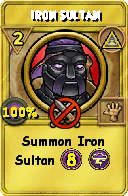 Wizard101 Myth spell card: Iron Sultan, Spell ID 9055