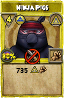 Wizard101 Myth spell card: Ninja Pigs, Spell ID 9061