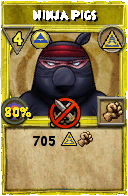 Wizard101 Myth spell card: Ninja Pigs, Spell ID 9063