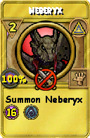 Wizard101 Myth spell card: Neberyx, Spell ID 9068