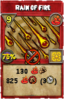 Wizard101 Fire spell card: Rain of Fire, Spell ID 9098