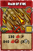 Wizard101 Fire spell card: Rain of Fire, Spell ID 9111