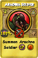 Wizard101 Myth spell card: Arachna Soldier, Spell ID 9122