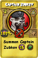 Wizard101 Myth spell card: Captain Zubkov, Spell ID 9128