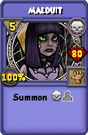Wizard101 Death spell card: Malduit, Spell ID 9141