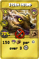 Wizard101 Storm spell card: Storm Hound, Spell ID 9142