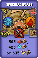 Wizard101 Balance spell card: Spectral Blast, Spell ID 9164