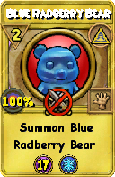 Wizard101 Myth spell card: Blue Radberry Bear, Spell ID 9178