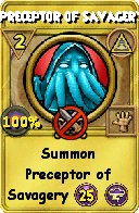 Wizard101 Myth spell card: Preceptor of Savagery, Spell ID 9180