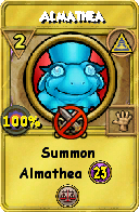 Wizard101 Myth spell card: Almathea, Spell ID 9183