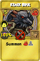 Wizard101 Fire spell card: Kemek Brul, Spell ID 9204