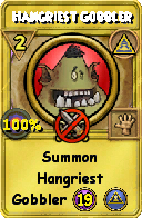 Wizard101 Myth spell card: Hangriest Gobbler, Spell ID 9218