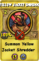 Wizard101 Myth spell card: Yellow Jacket Shredder, Spell ID 9221