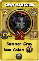 Wizard101 Myth spell card: Gray Man Golem, Spell ID 9232