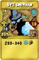 Wizard101 Ice spell card: Evil Snowman, Spell ID 9274