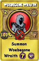 Wizard101 Myth spell card: Woebegone Wraith, Spell ID 9287