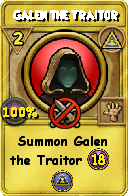 Wizard101 Myth spell card: Galen the Traitor, Spell ID 9300