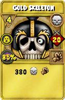 Wizard101 Death spell card: Gold Skeleton, Spell ID 9323
