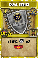 Wizard101 Myth spell card: Dual Strike, Spell ID 9325