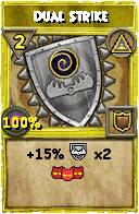 Wizard101 Myth spell card: Dual Strike, Spell ID 9328