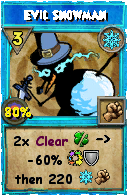 Wizard101 Ice spell card: Evil Snowman, Spell ID 9334