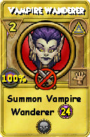 Wizard101 Myth spell card: Vampire Wanderer, Spell ID 9350