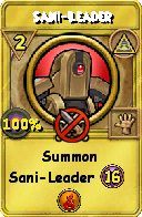 Wizard101 Myth spell card: Sani-Leader, Spell ID 9351