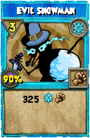 Wizard101 Ice spell card: Evil Snowman, Spell ID 9372