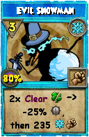 Wizard101 Ice spell card: Evil Snowman, Spell ID 9373
