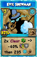 Wizard101 Ice spell card: Evil Snowman, Spell ID 9374