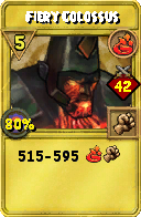 Wizard101 Fire spell card: Fiery Colossus, Spell ID 9392