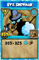 Wizard101 Ice spell card: Evil Snowman, Spell ID 9403