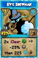Wizard101 Ice spell card: Evil Snowman, Spell ID 9404