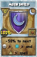Wizard101 Moon spell card: Moon Shield, Spell ID 9410