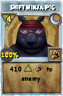 Wizard101 Moon spell card: Shift Ninja Pig, Spell ID 9413