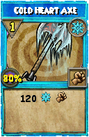Wizard101 Ice spell card: Cold Heart Axe, Spell ID 9420