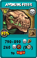 Wizard101 Death spell card: Avenging Fossil, Spell ID 9422