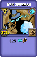Wizard101 Ice spell card: Evil Snowman, Spell ID 9430
