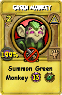 Wizard101 Myth spell card: Green Monkey, Spell ID 9438