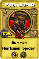 Wizard101 Myth spell card: Huntsman Spider, Spell ID 9446