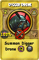Wizard101 Myth spell card: Digger Drone, Spell ID 9449
