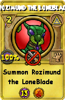 Wizard101 Myth spell card: Rozimund the LoneBlade, Spell ID 9457