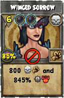 Wizard101 Death spell card: Winged Sorrow, Spell ID 9479