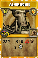 Wizard101 Sun spell card: Ashen Bones, Spell ID 9480