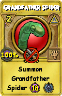 Wizard101 Myth spell card: Grandfather Spider, Spell ID 9492
