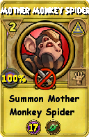 Wizard101 Myth spell card: Mother Monkey Spider, Spell ID 9498