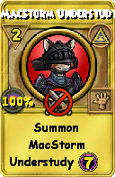 Wizard101 Myth spell card: MacStorm Understudy, Spell ID 9502